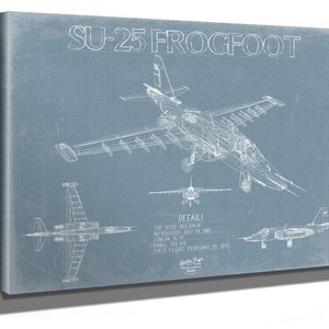 Sukhoi Su-25 Frogfoot Aircraft Blueprint Wall Art - Original Fighter Plane Print