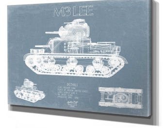 M3-Lee Tank Blueprint Wall Art - Original Military Print