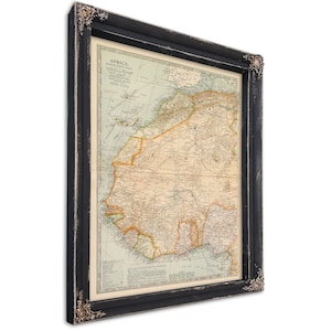 Framed Africa North-West Part - Tunis, Freetown, Timbuktu Vintage Map