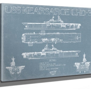 USS Kearsarge (LHD-3) Blueprint Wall Art - Original Amphibious Assault Ship Print