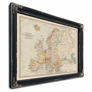 Framed Europe Vintage Map - Ornate Embellishment Frame with Print