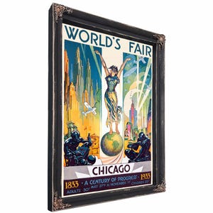 Chicago 1933 World&#39;s Fair Poster Framed Art - Vintage Artwork Print