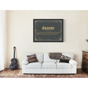 Dancer Word Definition Wall Art Gift for Dancer Dictionary Artwork image 8