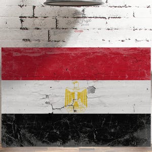 Vintage Egypt Flag Canvas Art: Distressed Wood Style image 8