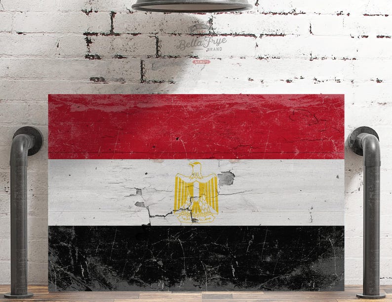 Vintage Egypt Flag Canvas Art: Distressed Wood Style image 8