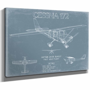 Cessna 172 Aircraft Blueprint Wall Art - Original Airplane Print