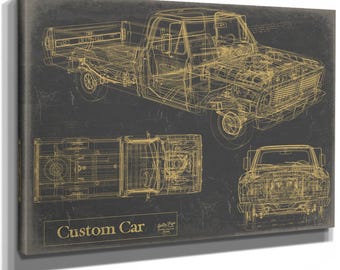 Custom Car Model Print,  Original Blueprint Vehicle Art