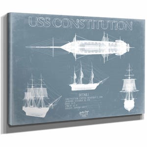 USS Constitution (Old Ironsides) Blueprint Wall Art - Original Frigate Print