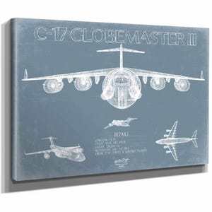 Boeing C-17 Globemaster III Aircraft Blueprint Wall Art - Original Fighter Plane Print