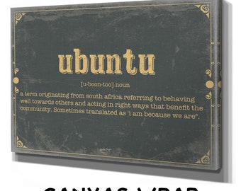 Ubuntu Word Definition Wall Art - Gift for Ubuntu Dictionary Artwork