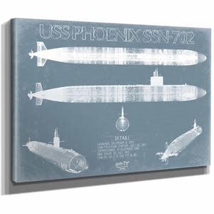 USS Phoenix (SSN-702) Blueprint Wall Art - Original Submarine Print