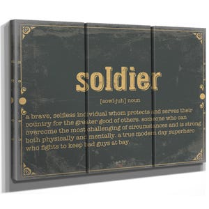 Soldier Word Definition Wall Art - Gift for Soldier Dictionary Artwork