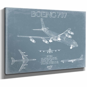 Boeing 707 Airplane Blueprint Wall Art - Original Aviation Plane Print