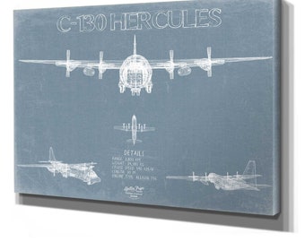 Lockheed C-130 Hercules Blueprint Wall Art - Original Aviation Plane Print