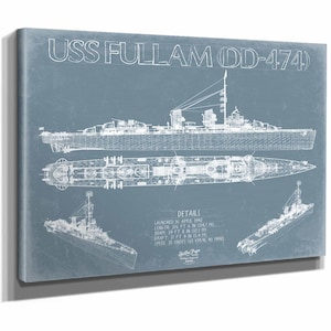 USS Fullam (DD-474) Blueprint Wall Art - Original Destroyer Print