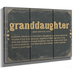 Granddaughter Word Definition Wall Art - Gift for Granddaughter Dictionary Artwork