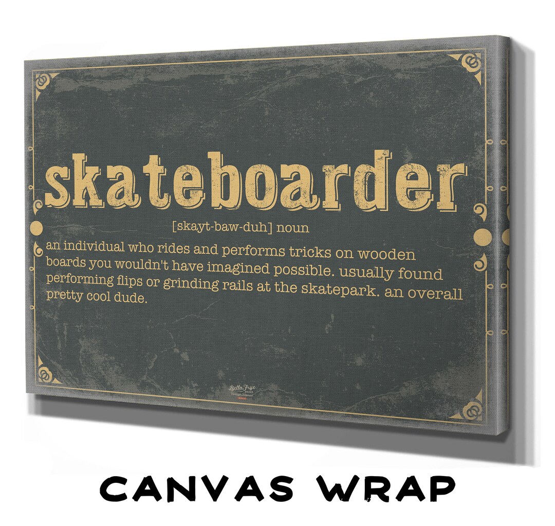 Skateboarder Word Definition Wall Art Gift for Skateboarder Dictionary