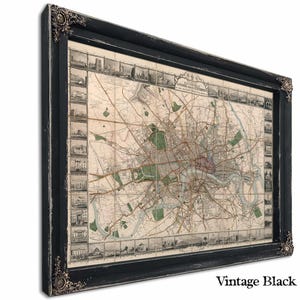 Framed London Environment Vintage Map - Ornate Embellishment Frame with Print