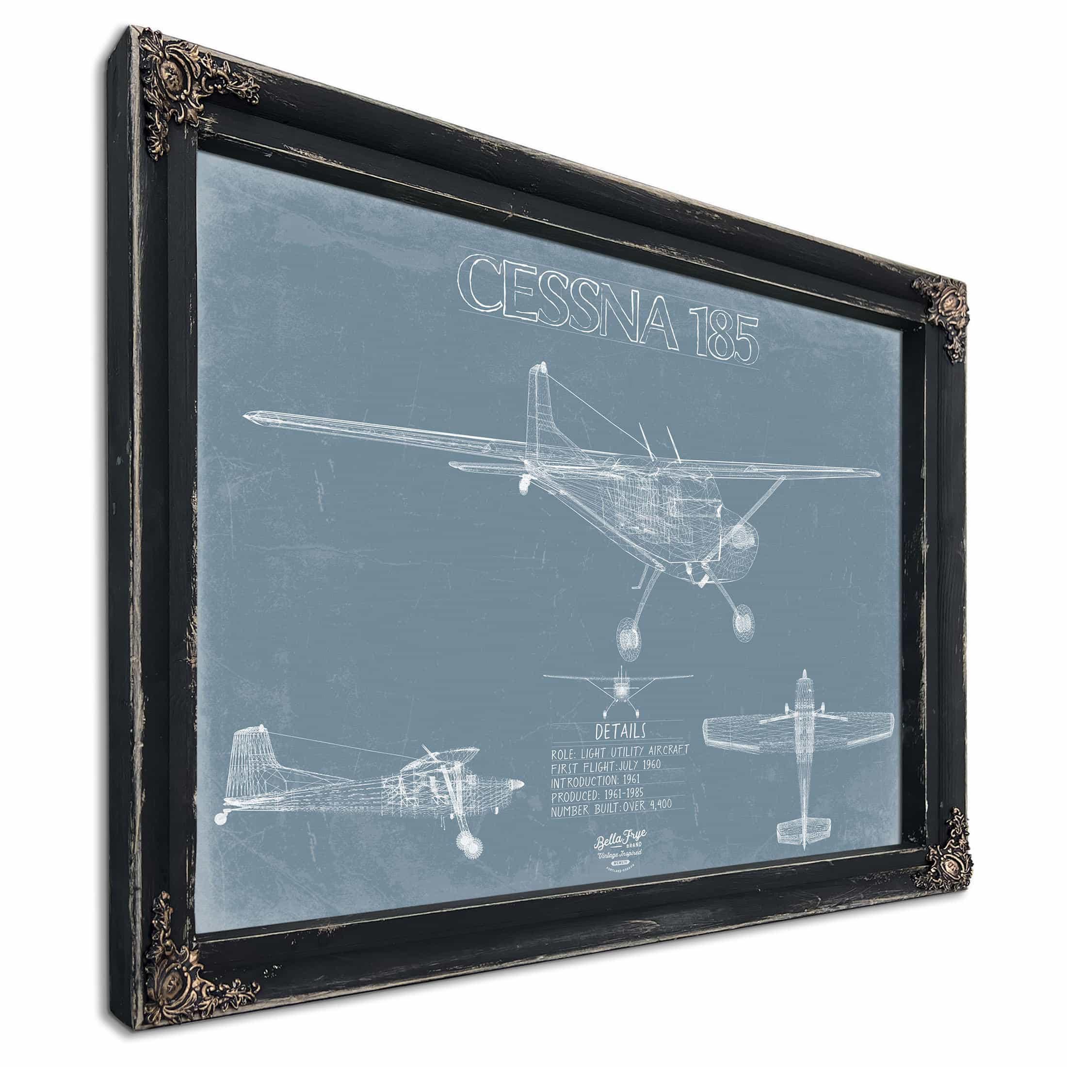 Cessna 185 Skywagon Aircraft Blueprint Wall Art - Original