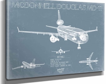 McDonnell Douglas MD-11 Aircraft Blueprint Wall Art - Original Aviation Plane Print