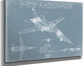 General Dynamics F-111 Aardvark Aircraft Blueprint Wall Art - Original Fighter Plane Print