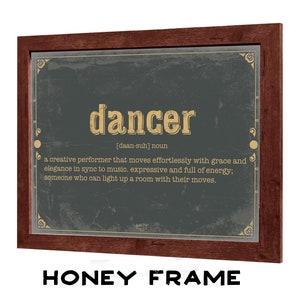 Dancer Word Definition Wall Art Gift for Dancer Dictionary Artwork image 6