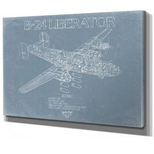 B-24 Liberator Aircraft Blueprint Wall Art - Original Aviation Plane Print