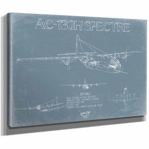 AC-130H Spectre Aircraft Blueprint Wall Art - Original Aviation Plane Print