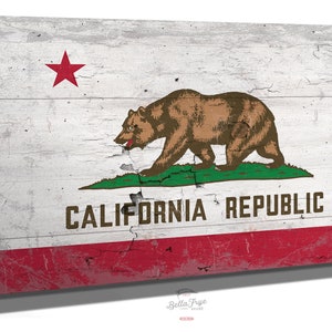 California Flag Wall Art - Vintage State of California Sign
