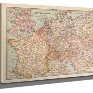 Framed Central Europe Vintage Map - Ornate Embellishment Frame with Print