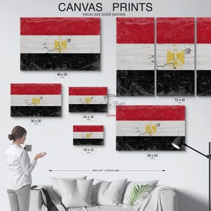 Vintage Egypt Flag Canvas Art: Distressed Wood Style image 5