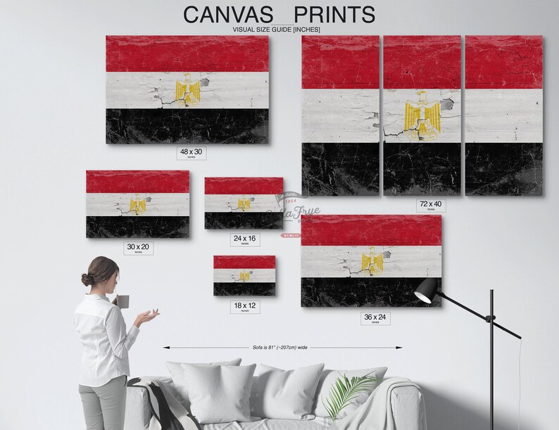 Vintage Egypt Flag Canvas Art: Distressed Wood Style image 5