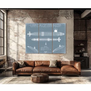 USS Dace (SSN-607) Blueprint Wall Art - Original Submarine Print