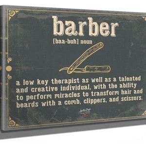 Barber Word Definition Wall Art - Gift for Barber Dictionary Artwork