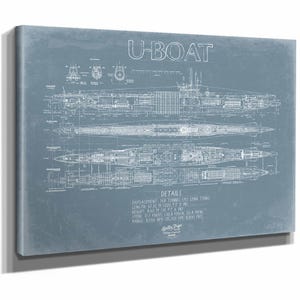 U-Boat Blueprint Wall Art - Original Nautical Print