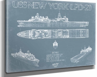 USS New York (LPD-21) Blueprint Wall Art - Original Amphibious Transport Dock Print