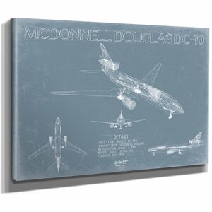 McDonnell Douglas DC-10 Aircraft Blueprint Wall Art - Original Aviation Plane Print