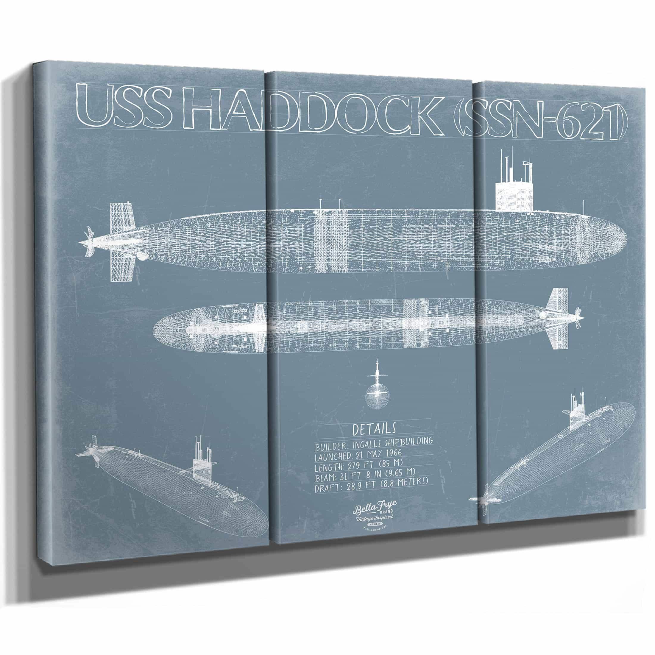 USS Haddock (SSN-621) Blueprint Wall Art - Original Submarine