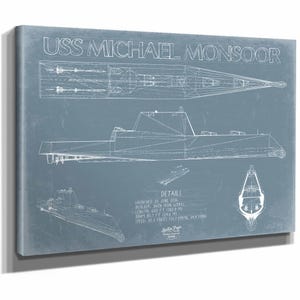 USS Michael Monsoor (DDG-1001) Blueprint Wall Art - Original Destroyer Print