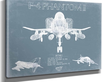 F-4 Phantom II Aircraft Blueprint Wall Art - Original Fighter Plane Print