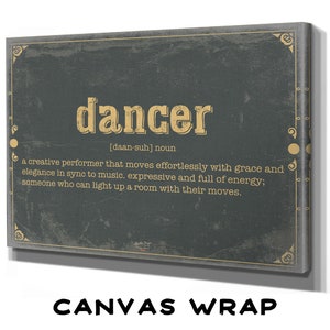 Dancer Word Definition Wall Art Gift for Dancer Dictionary Artwork image 1