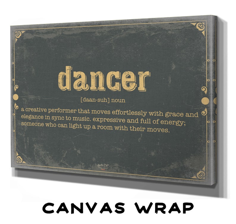 Dancer Word Definition Wall Art Gift for Dancer Dictionary Artwork image 1