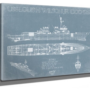 USS Louis H. Wilson Jr. (DDG-126) Blueprint Wall Art - Original Guided-Missile Destroyer Print