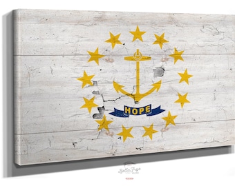 Vintage Rhode Island Flag Art: Distressed State Sign, Canvas Print