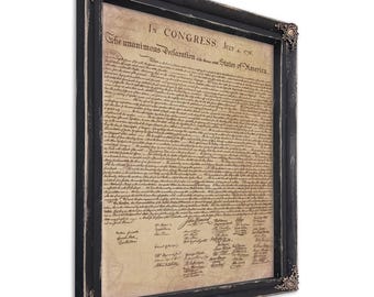 Réplica enmarcada de la Declaración de Independencia: arte mural patriótico de 1776 para oficina, estudio o regalo.