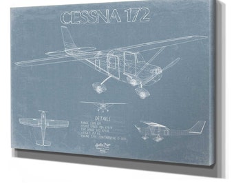 Cessna 172 Aircraft Blueprint Wall Art - Original Airplane Print