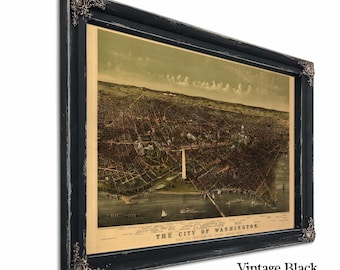Washington DC Vintage Map Wall Art - Bird's Eye View City Canvas Art