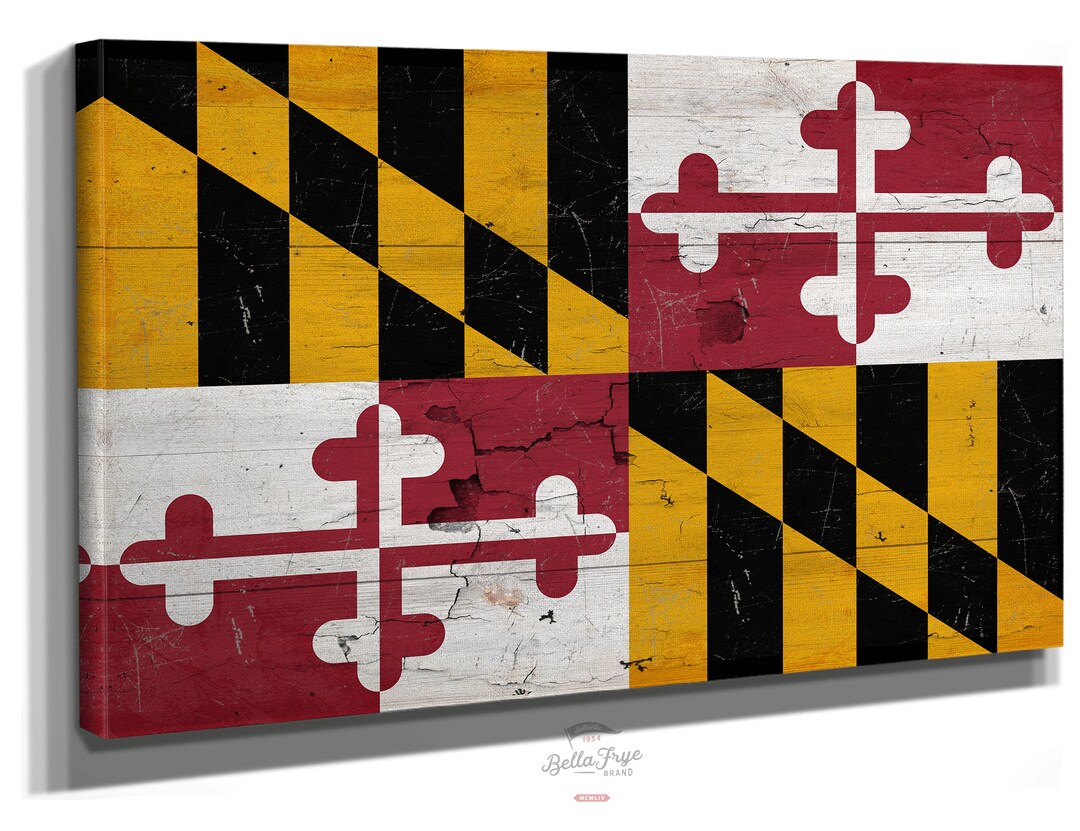 Maryland Flag Wall Art Vintage State of Maryland Sign Etsy