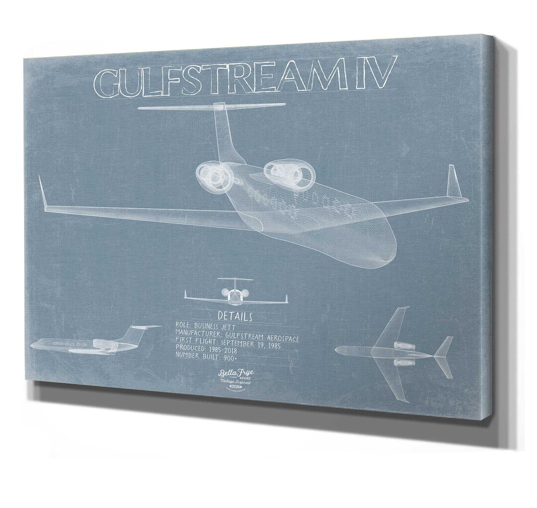 Gulfstream IV Aircraft Blueprint Wall Art - Original Aviation Plane ...