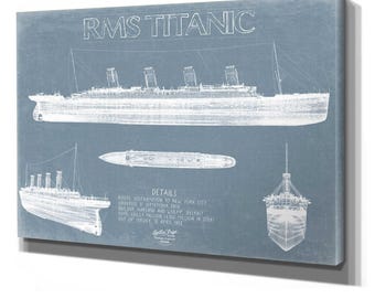Titanic Wall Art - Vintage Ship Blueprint Artwork